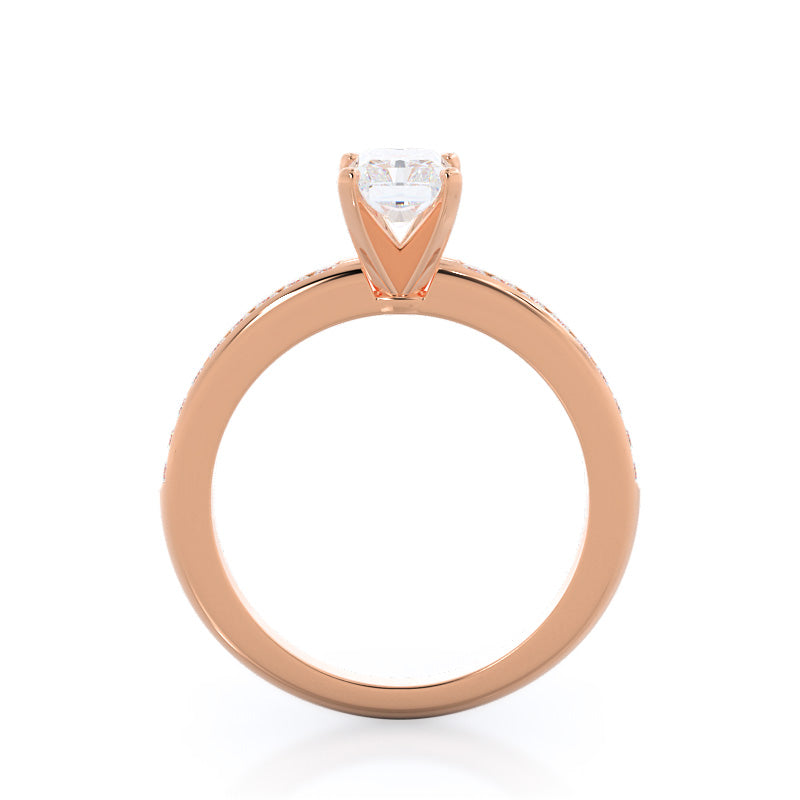 Radiant Cut Channel Set Diamond Engagement Ring with Lab Grown Diamond in 14KT Rose Gold view 2
