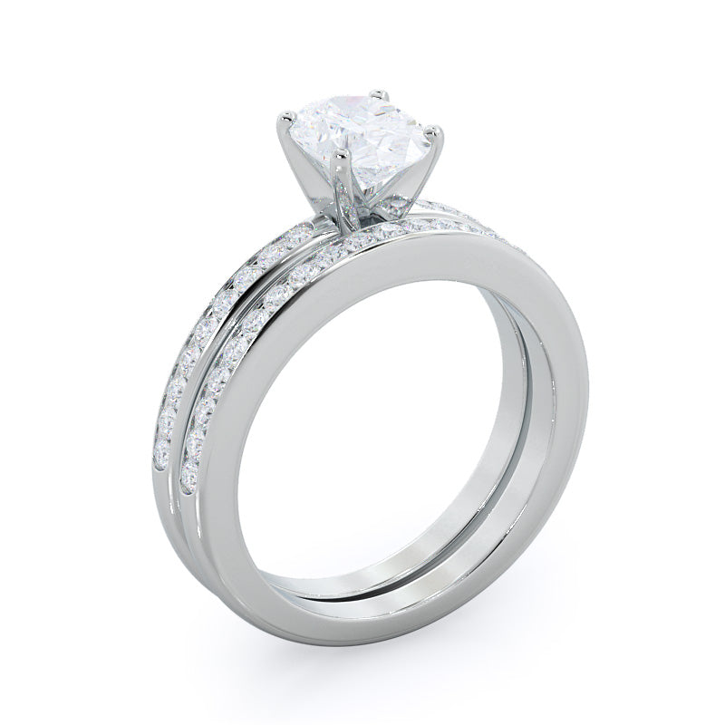 Radiant Cut Channel Set Diamond Engagement Ring with Lab Grown Diamond in 14KT Platinum view 4
