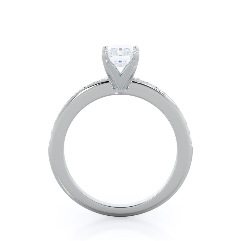 Radiant Cut Channel Set Diamond Engagement Ring with Lab Grown Diamond in 14KT Platinum view 2
