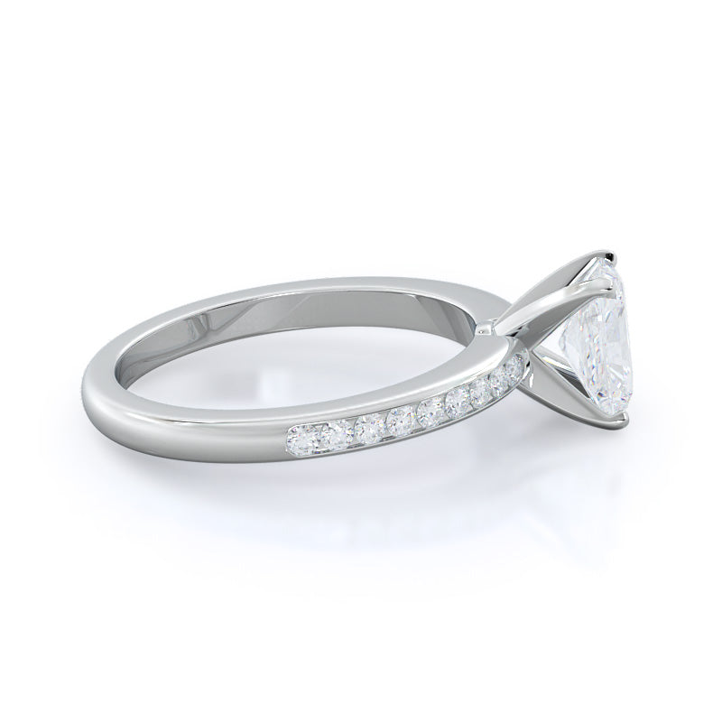 Radiant Cut Channel Set Diamond Engagement Ring with Lab Grown Diamond in 14KT Platinum view 3
