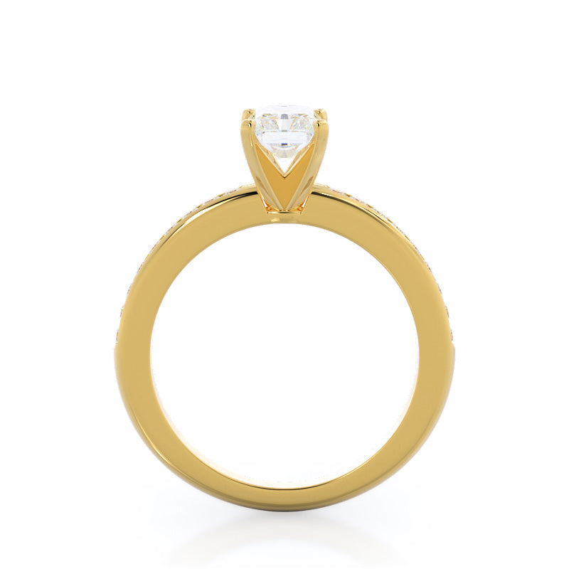 Radiant Cut Channel Set Diamond Engagement Ring with Lab Grown Diamond in 14KT Yellow Gold view 2
