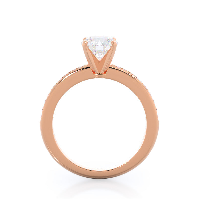 Round Cut Channel Set Diamond Engagement Ring with Lab Grown Diamond in 14KT Rose Gold view 2
