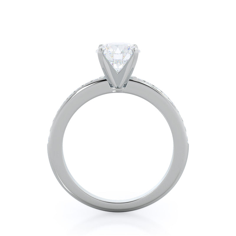 Round Cut Channel Set Diamond Engagement Ring with Lab Grown Diamond in 14KT Platinum view 2

