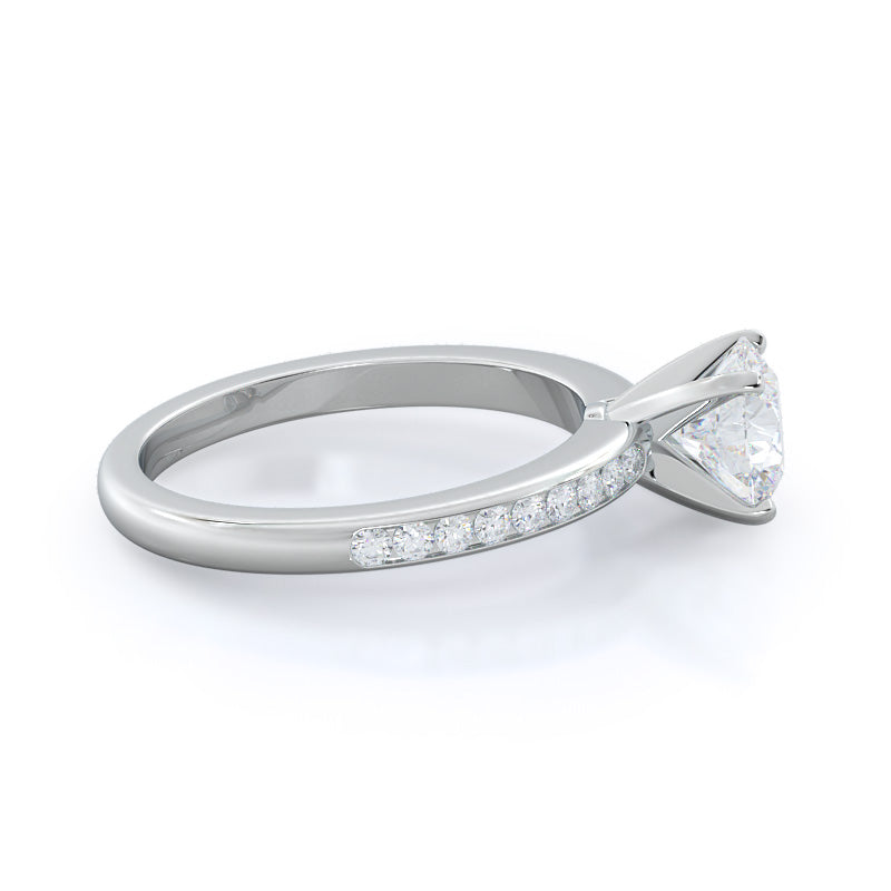 Round Cut Channel Set Diamond Engagement Ring with Lab Grown Diamond in 14KT Platinum view 3
