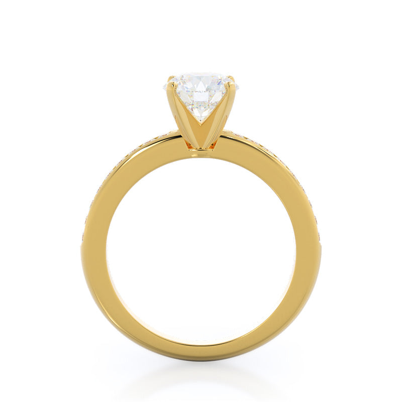 Round Cut Channel Set Diamond Engagement Ring with Lab Grown Diamond in 14KT Yellow Gold view 2
