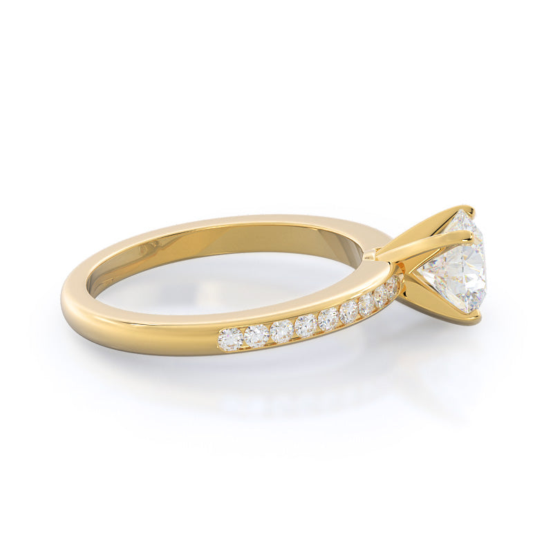 Round Cut Channel Set Diamond Engagement Ring with Lab Grown Diamond in 14KT Yellow Gold view 3

