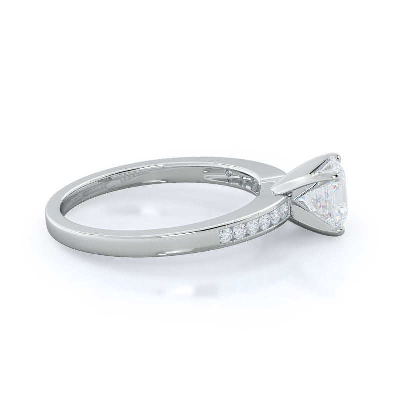 Cascading Channel Set Diamond Engagement Ring with Asscher Cut Diamond in 14KT Platinum view 3
