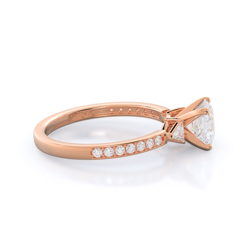 Asscher Cut Triangular Three Stone Diamond Engagement Ring with Lab Grown Diamond in 14KT Rose Gold view 3
