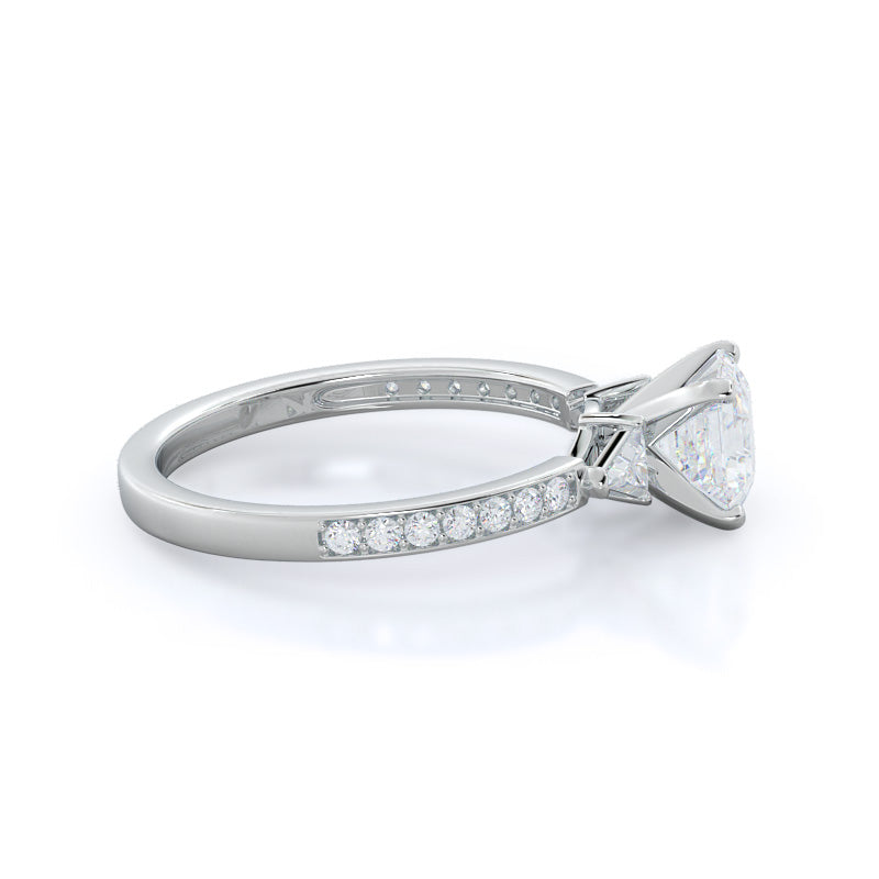 Asscher Cut Triangular Three Stone Diamond Engagement Ring with Lab Grown Diamond in 14KT Platinum view 3
