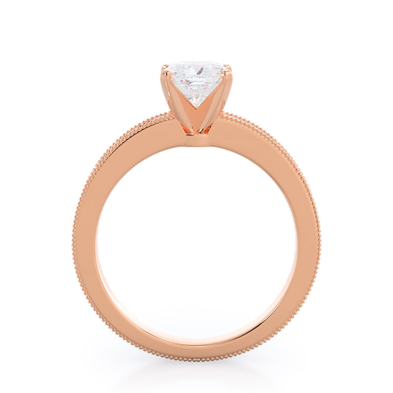 Cushion Cut Floral Diamond Engagement Ring with Lab Grown Diamond in 14KT Rose Gold view 2
