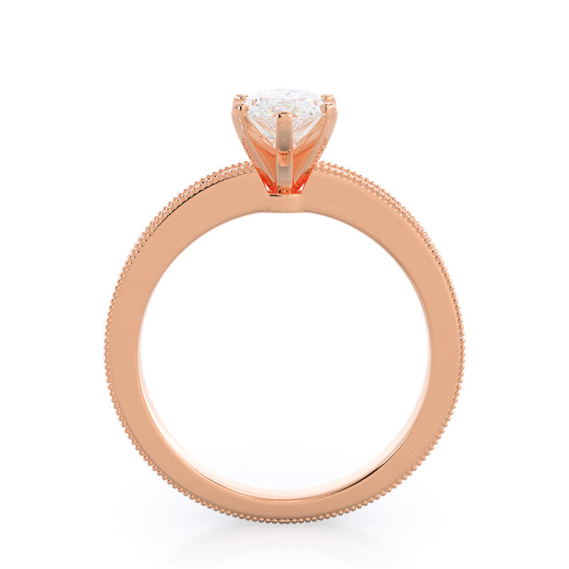 Marquise Cut Floral Diamond Engagement Ring with Lab Grown Diamond in 14KT Rose Gold view 2
