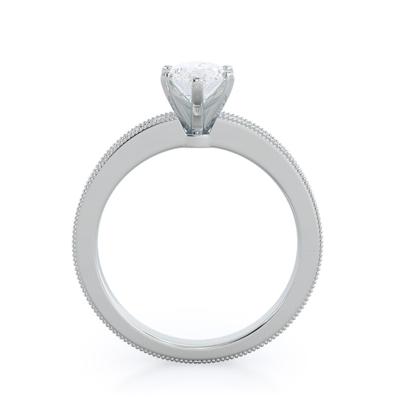 Marquise Cut Floral Diamond Engagement Ring with Lab Grown Diamond in 14KT Platinum view 2
