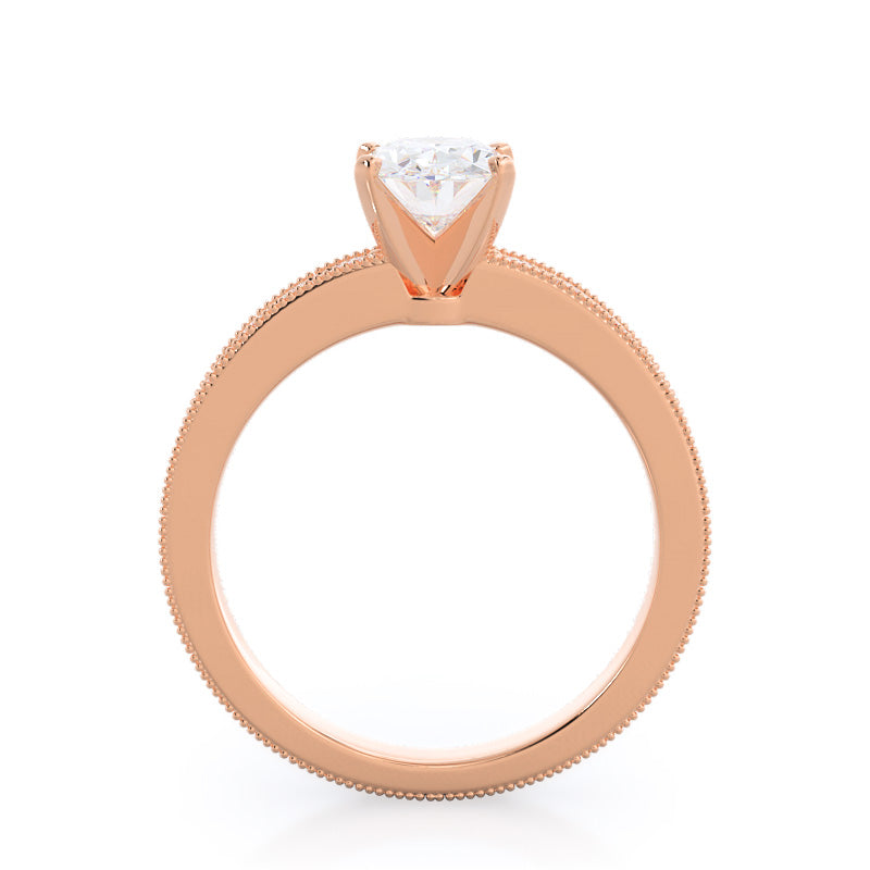 Oval Cut Floral Diamond Engagement Ring with Lab Grown Diamond in 14KT Rose Gold view 2
