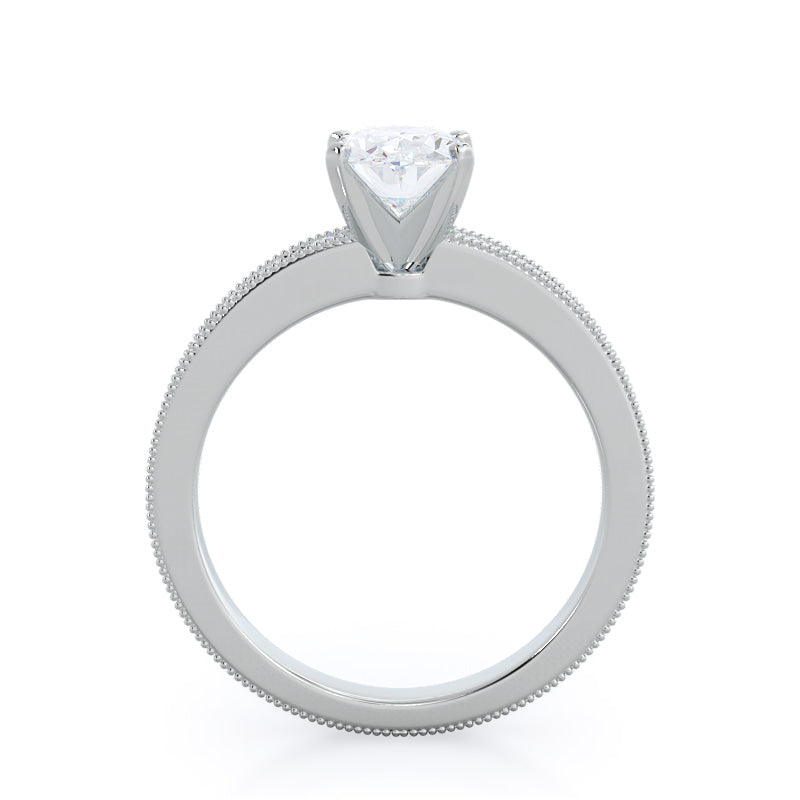 Oval Cut Floral Diamond Engagement Ring with Lab Grown Diamond in 14KT Platinum view 2
