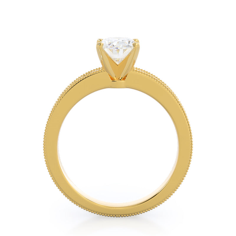 Oval Cut Floral Diamond Engagement Ring with Lab Grown Diamond in 14KT Yellow Gold view 2
