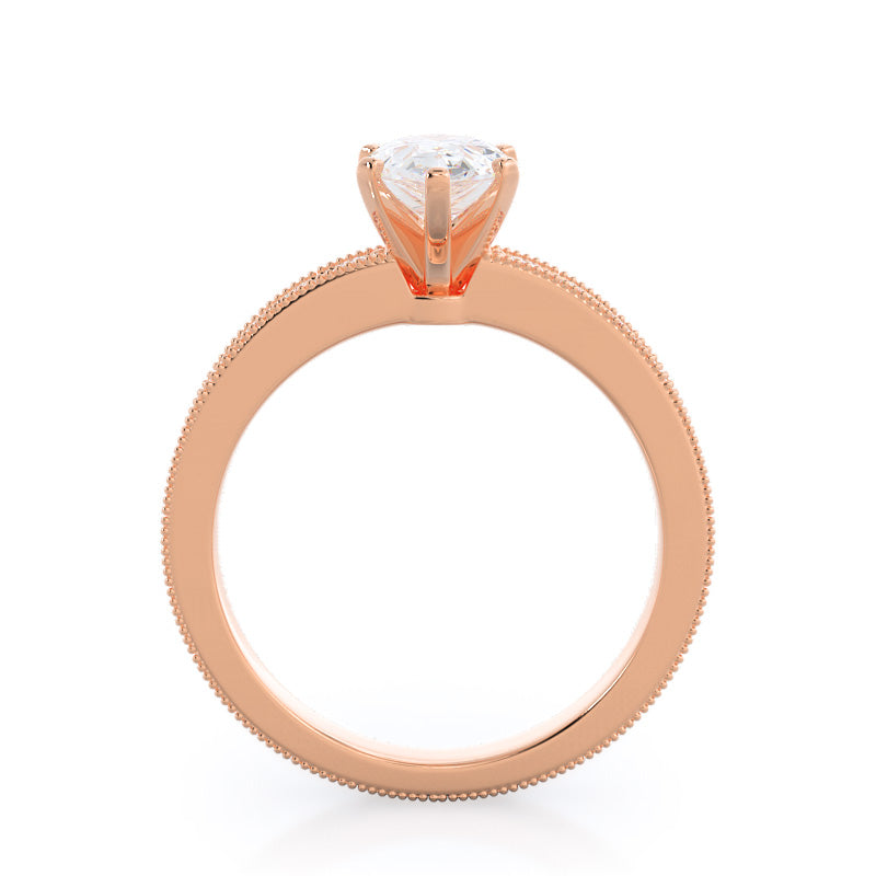 Pear Cut Floral Diamond Engagement Ring with Lab Grown Diamond in 14KT Rose Gold view 2
