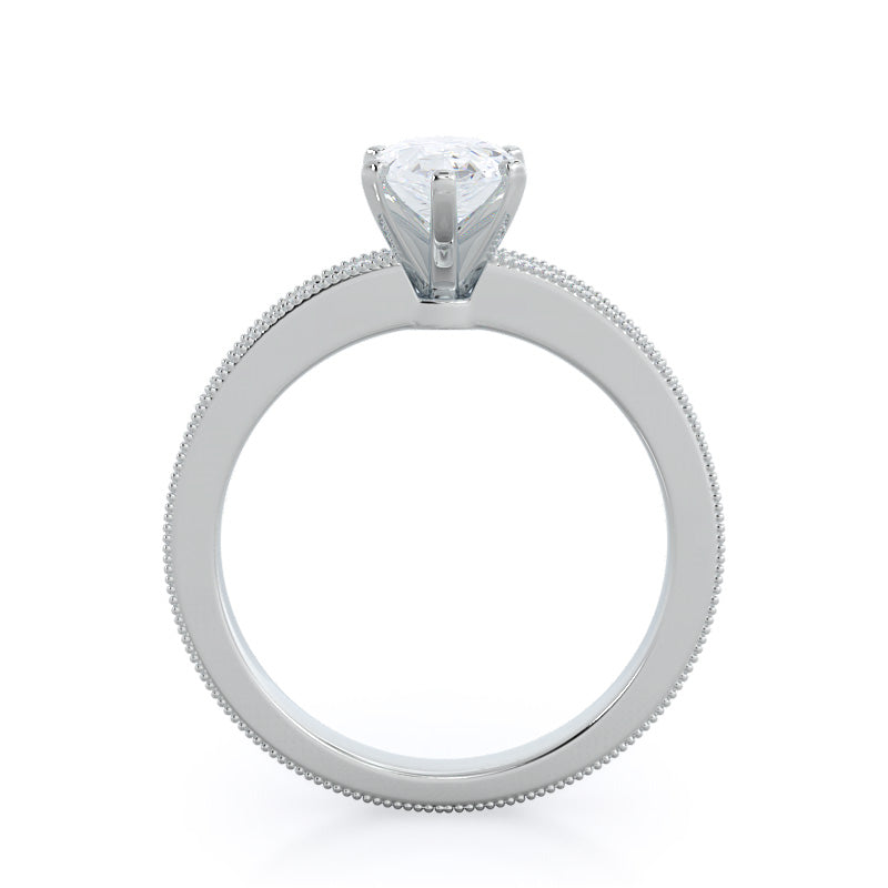 Pear Cut Floral Diamond Engagement Ring with Lab Grown Diamond in 14KT Platinum view 2
