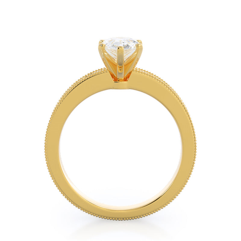 Pear Cut Floral Diamond Engagement Ring with Lab Grown Diamond in 14KT Yellow Gold view 2
