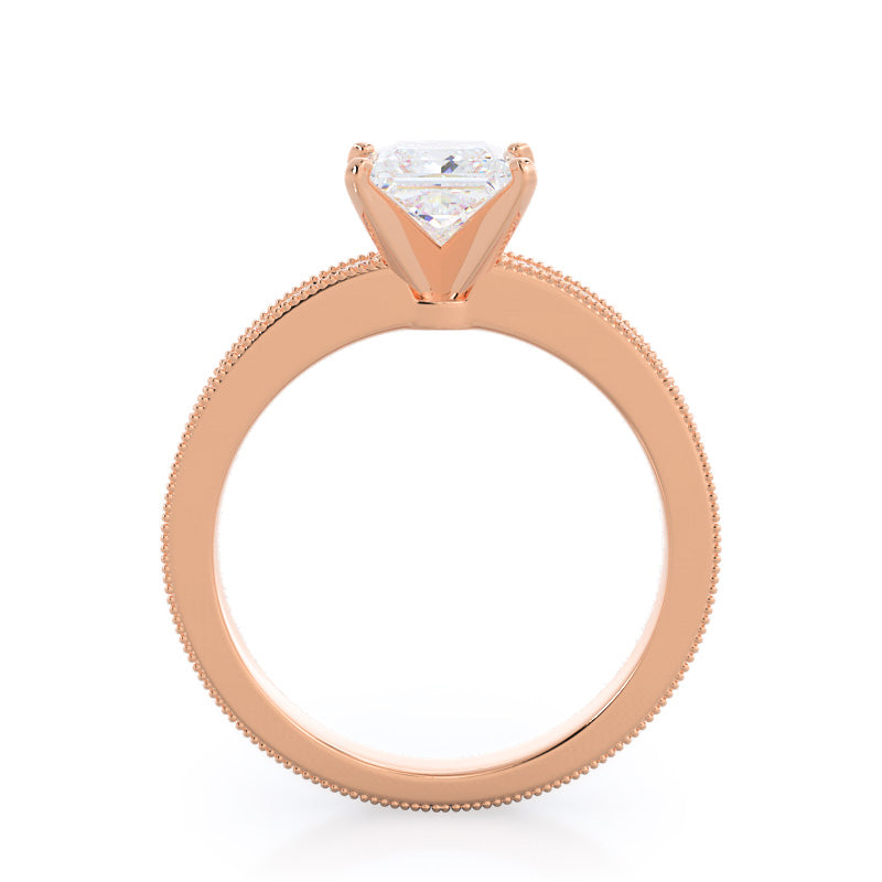 Princess Cut Floral Diamond Engagement Ring with Lab Grown Diamond in 14KT Rose Gold view 2
