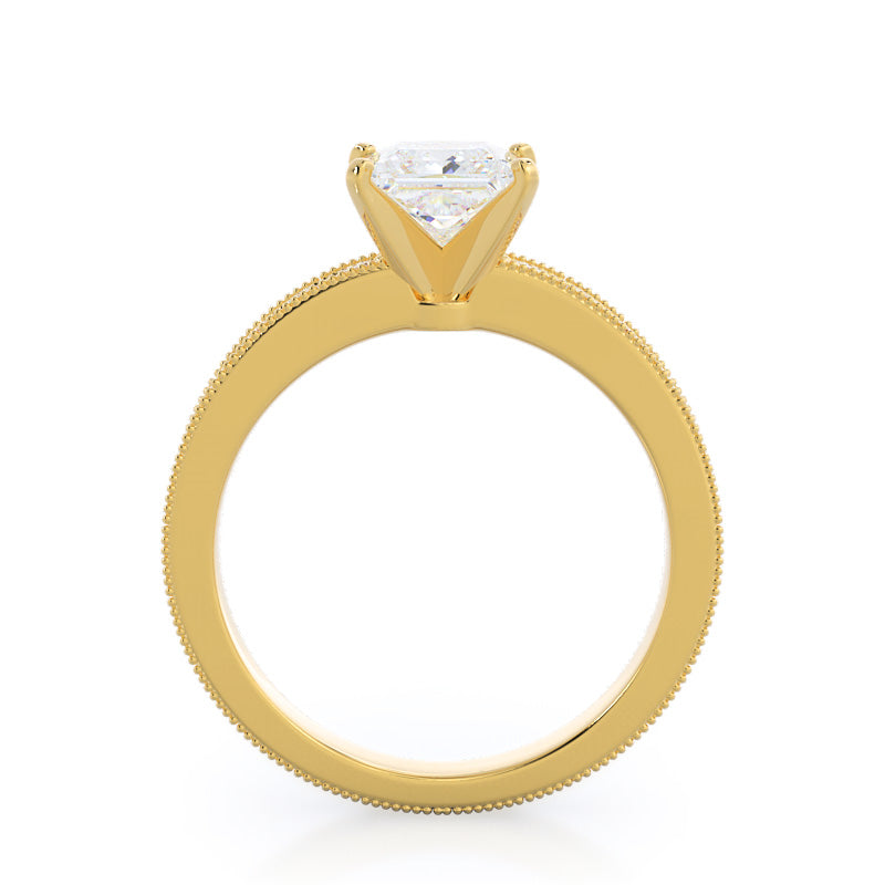 Princess Cut Floral Diamond Engagement Ring with Lab Grown Diamond in 14KT Yellow Gold view 2
