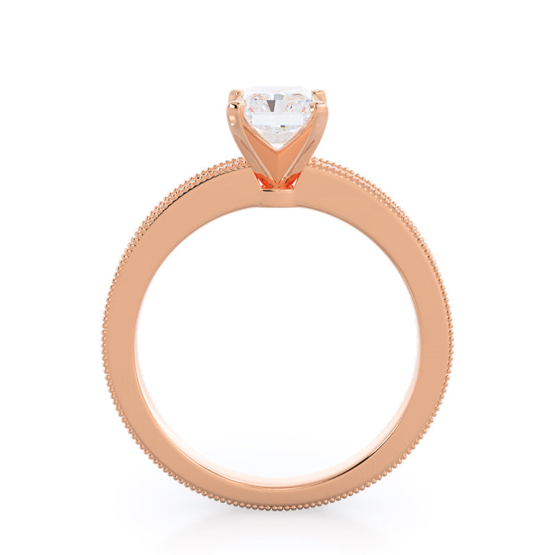 Radiant Cut Floral Diamond Engagement Ring with Lab Grown Diamond in 14KT Rose Gold view 2
