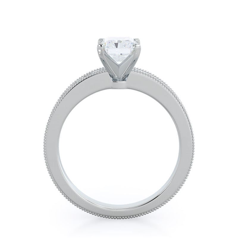 Radiant Cut Floral Diamond Engagement Ring with Lab Grown Diamond in 14KT Platinum view 2
