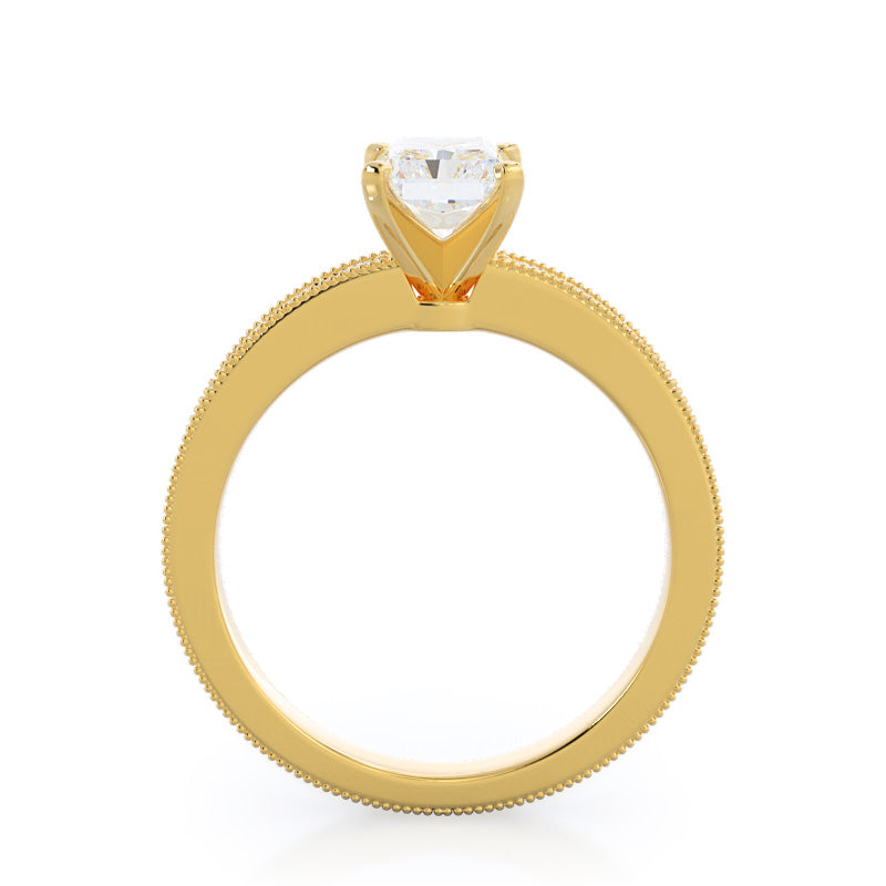 Radiant Cut Floral Diamond Engagement Ring with Lab Grown Diamond in 14KT Yellow Gold view 2

