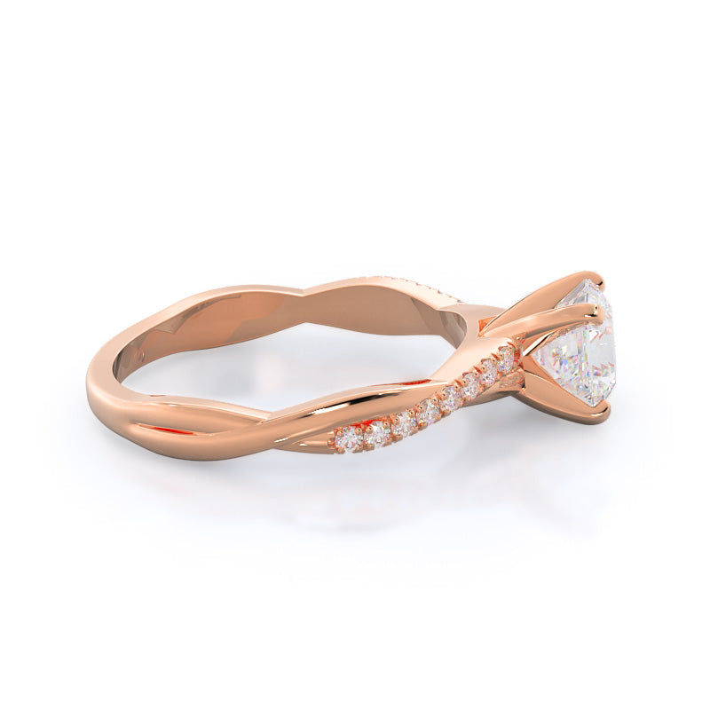 Asscher Cut Vine Diamond Engagement Ring with Lab Grown Diamond in 14KT Rose Gold view 3
