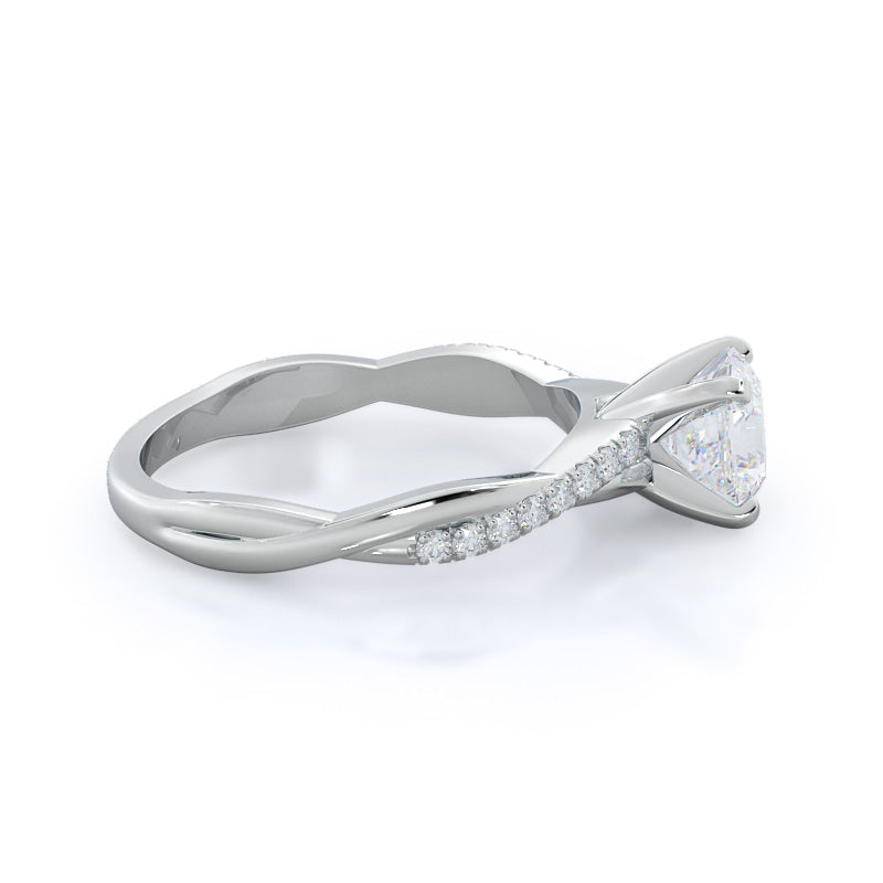 Asscher Cut Vine Diamond Engagement Ring with Lab Grown Diamond in 14KT Platinum view 3
