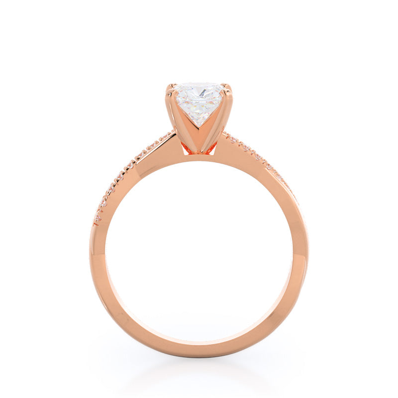 Cushion Cut Vine Diamond Engagement Ring with Lab Grown Diamond in 14KT Rose Gold view 2
