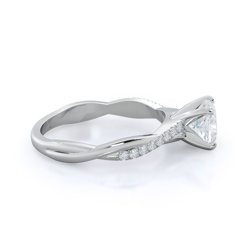 Cushion Cut Vine Diamond Engagement Ring with Lab Grown Diamond in 14KT Platinum view 3
