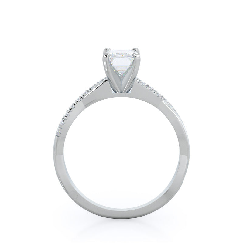 Emerald Cut Vine Diamond Engagement Ring with Lab Grown Diamond in 14KT Platinum view 2

