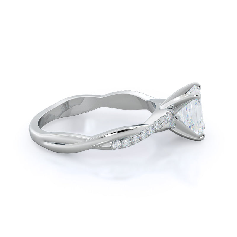Emerald Cut Vine Diamond Engagement Ring with Lab Grown Diamond in 14KT Platinum view 3
