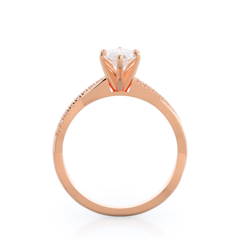 Marquise Cut Vine Diamond Engagement Ring with Lab Grown Diamond in 14KT Rose Gold view 2
