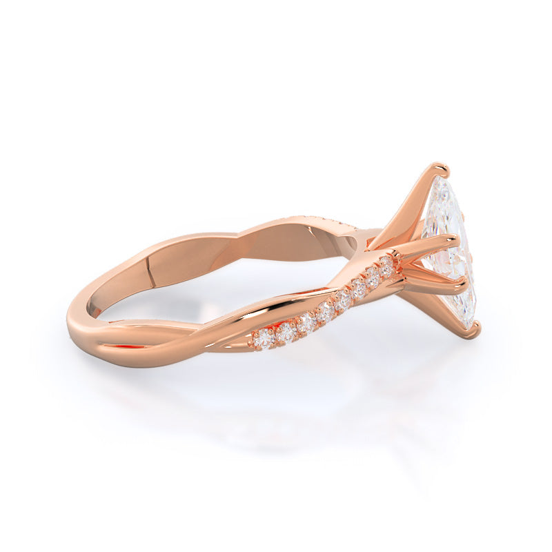 Marquise Cut Vine Diamond Engagement Ring with Lab Grown Diamond in 14KT Rose Gold view 3
