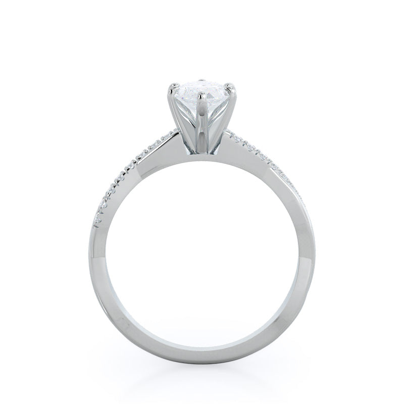 Marquise Cut Vine Diamond Engagement Ring with Lab Grown Diamond in 14KT Platinum view 2
