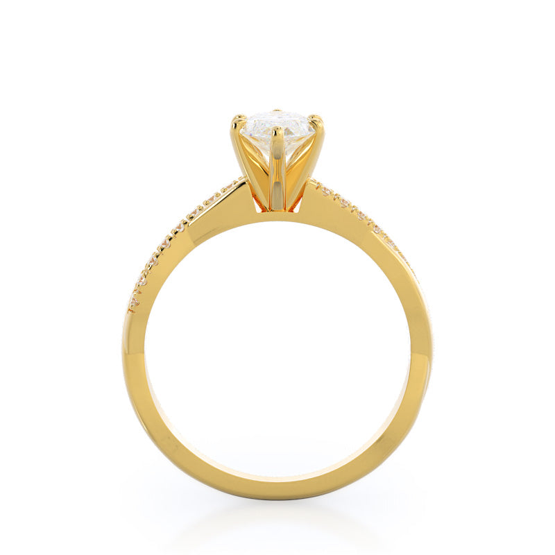 Marquise Cut Vine Diamond Engagement Ring with Lab Grown Diamond in 14KT Yellow Gold view 2

