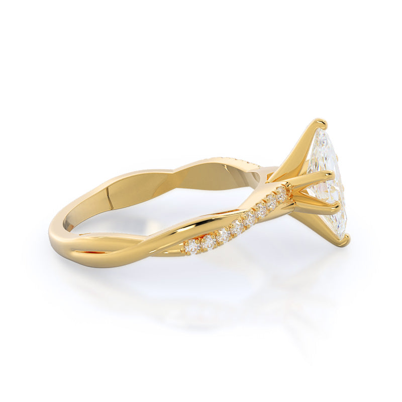 Marquise Cut Vine Diamond Engagement Ring with Lab Grown Diamond in 14KT Yellow Gold view 3

