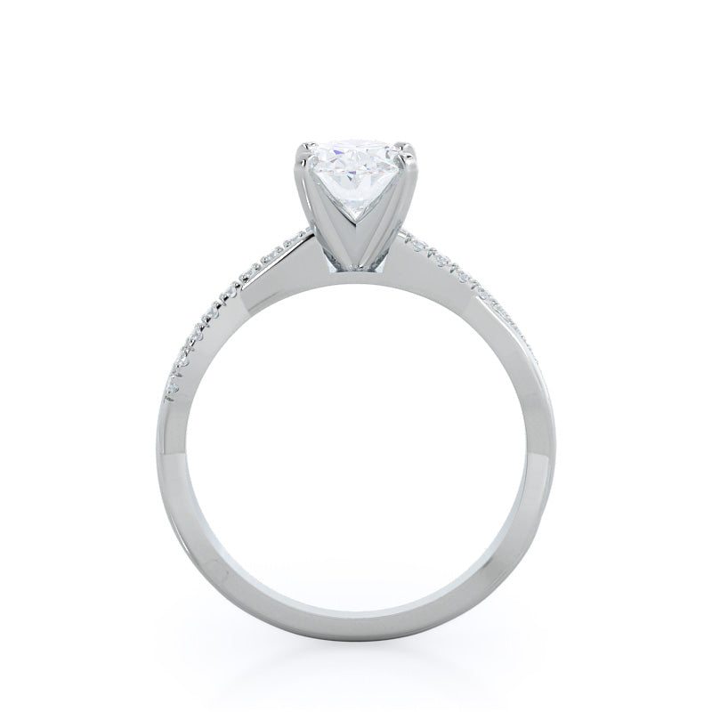 Oval Cut Vine Diamond Engagement Ring with Lab Grown Diamond in 14KT Platinum view 2
