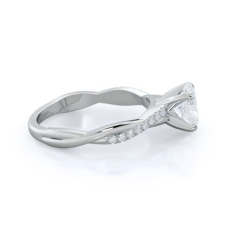 Oval Cut Vine Diamond Engagement Ring with Lab Grown Diamond in 14KT Platinum view 3

