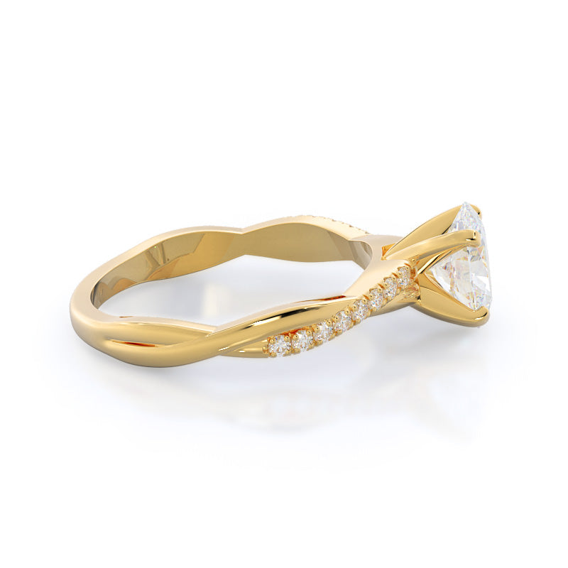 Oval Cut Vine Diamond Engagement Ring with Lab Grown Diamond in 14KT Yellow Gold view 3
