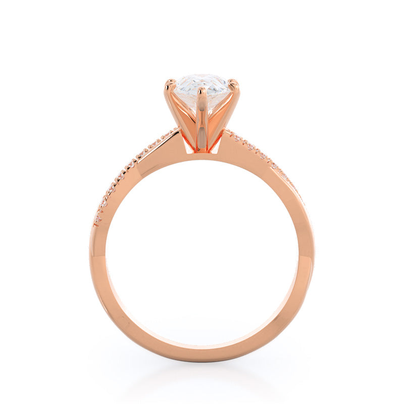 Pear Cut Vine Diamond Engagement Ring with Lab Grown Diamond in 14KT Rose Gold view 2
