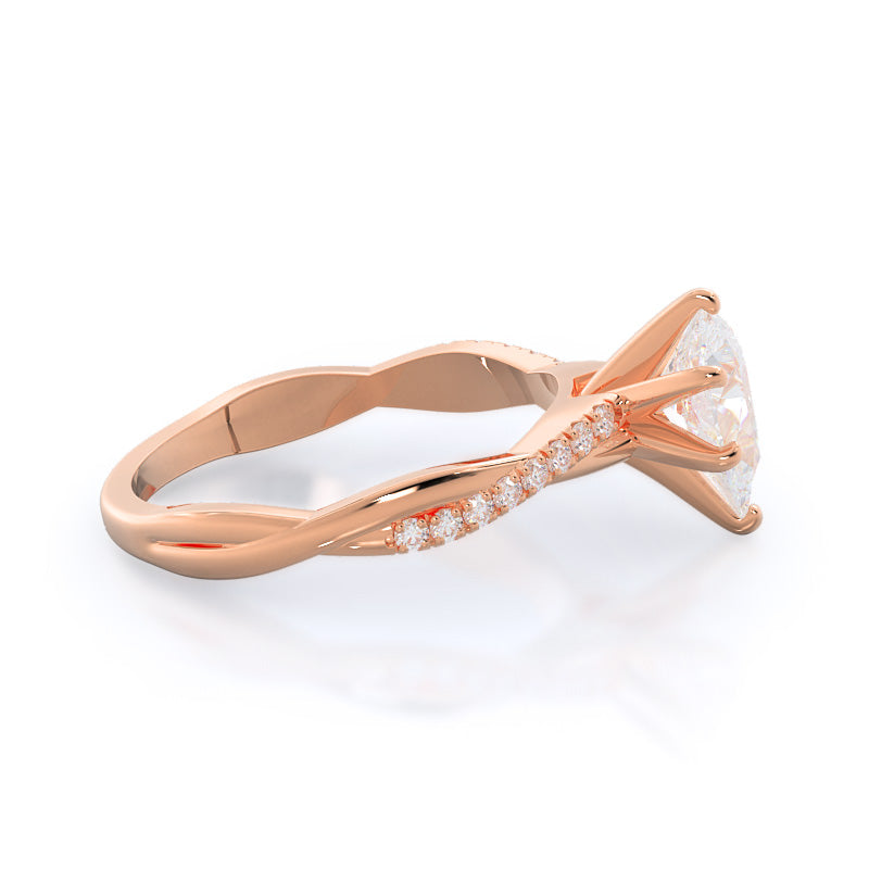 Pear Cut Vine Diamond Engagement Ring with Lab Grown Diamond in 14KT Rose Gold view 3
