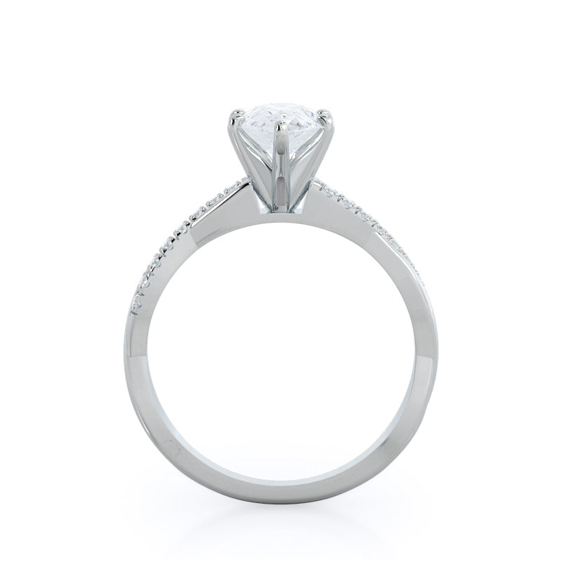 Pear Cut Vine Diamond Engagement Ring with Lab Grown Diamond in 14KT Platinum view 2
