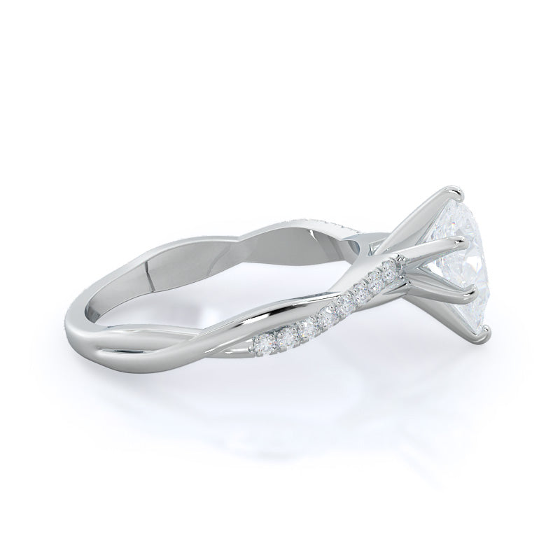 Pear Cut Vine Diamond Engagement Ring with Lab Grown Diamond in 14KT Platinum view 3

