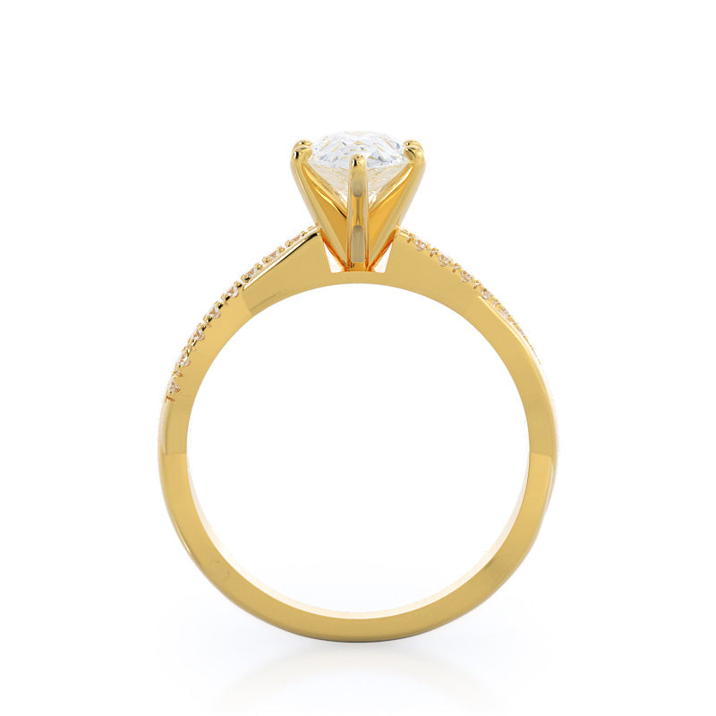 Pear Cut Vine Diamond Engagement Ring with Lab Grown Diamond in 14KT Yellow Gold view 2
