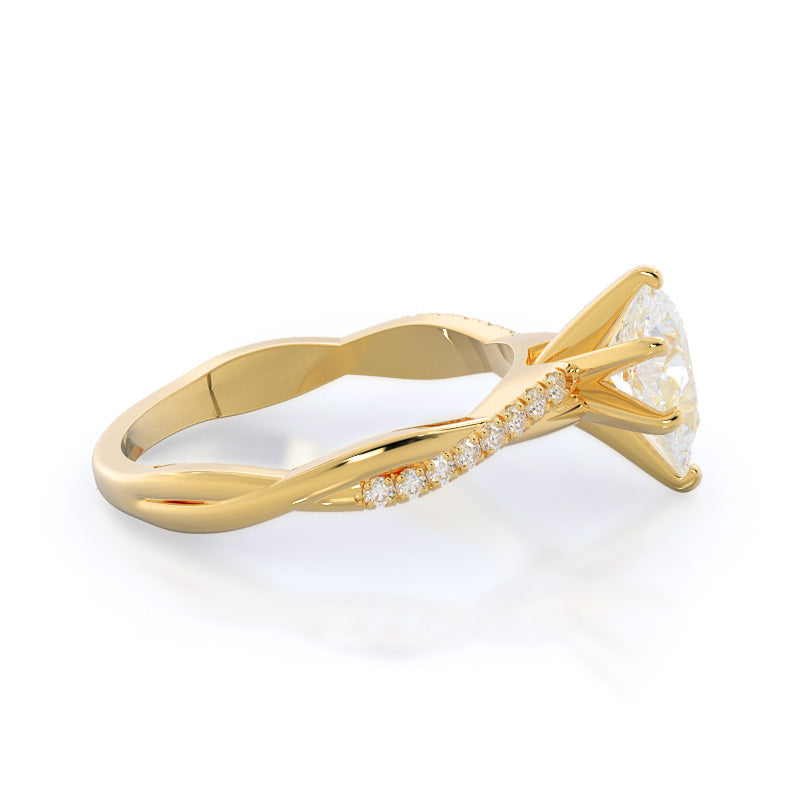 Pear Cut Vine Diamond Engagement Ring with Lab Grown Diamond in 14KT Yellow Gold view 3
