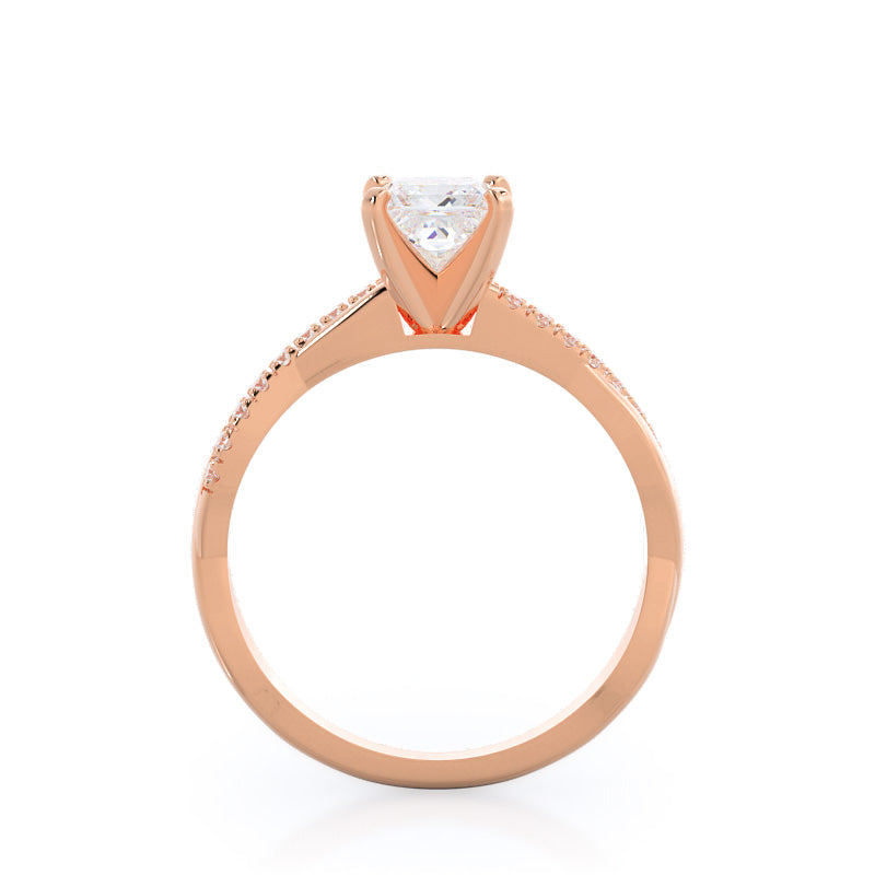 Princess Cut Vine Diamond Engagement Ring with Lab Grown Diamond in 14KT Rose Gold view 2
