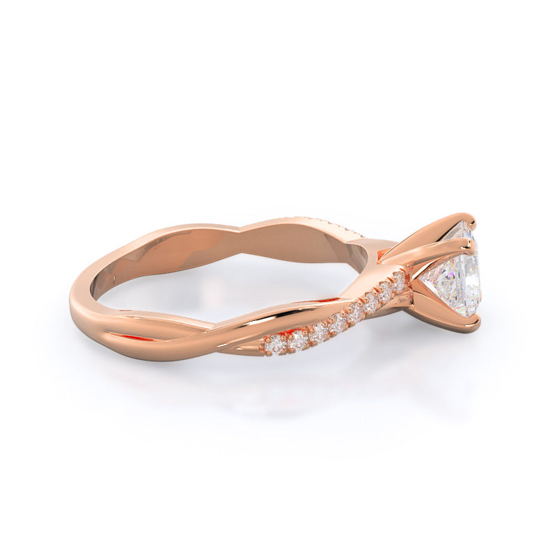 Princess Cut Vine Diamond Engagement Ring with Lab Grown Diamond in 14KT Rose Gold view 3
