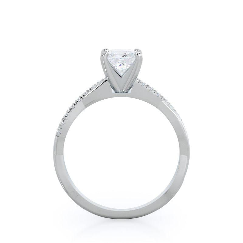 Princess Cut Vine Diamond Engagement Ring with Lab Grown Diamond in 14KT Platinum view 2
